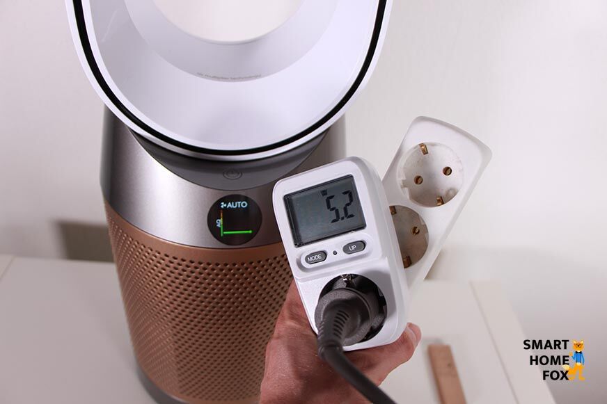 Счетчик показывает энергопотребление воздухоочистителя и вентилятора Dyson Purifier Cool в автоматическом режиме при хорошем качестве воздуха.